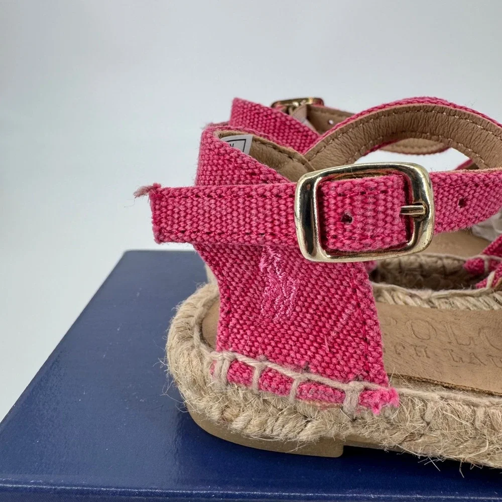 Polo Ralph Lauren Holbrook Fuchsia Pink Espadrille Sandal Toddler Sz 5 RF104214T